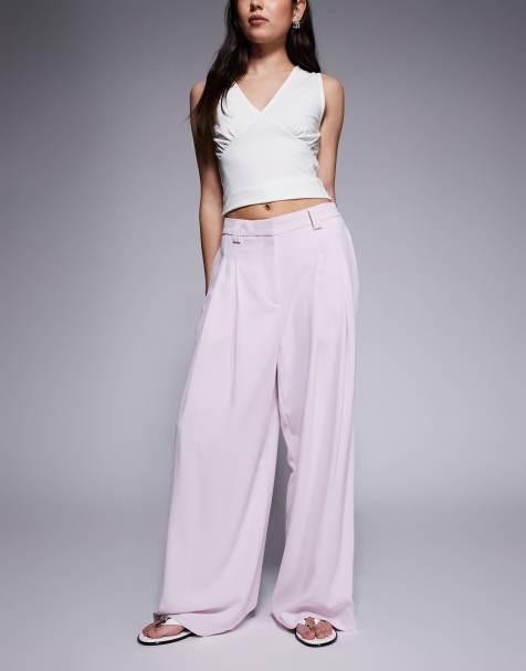 River Island wide leg pants in light pink - view 1