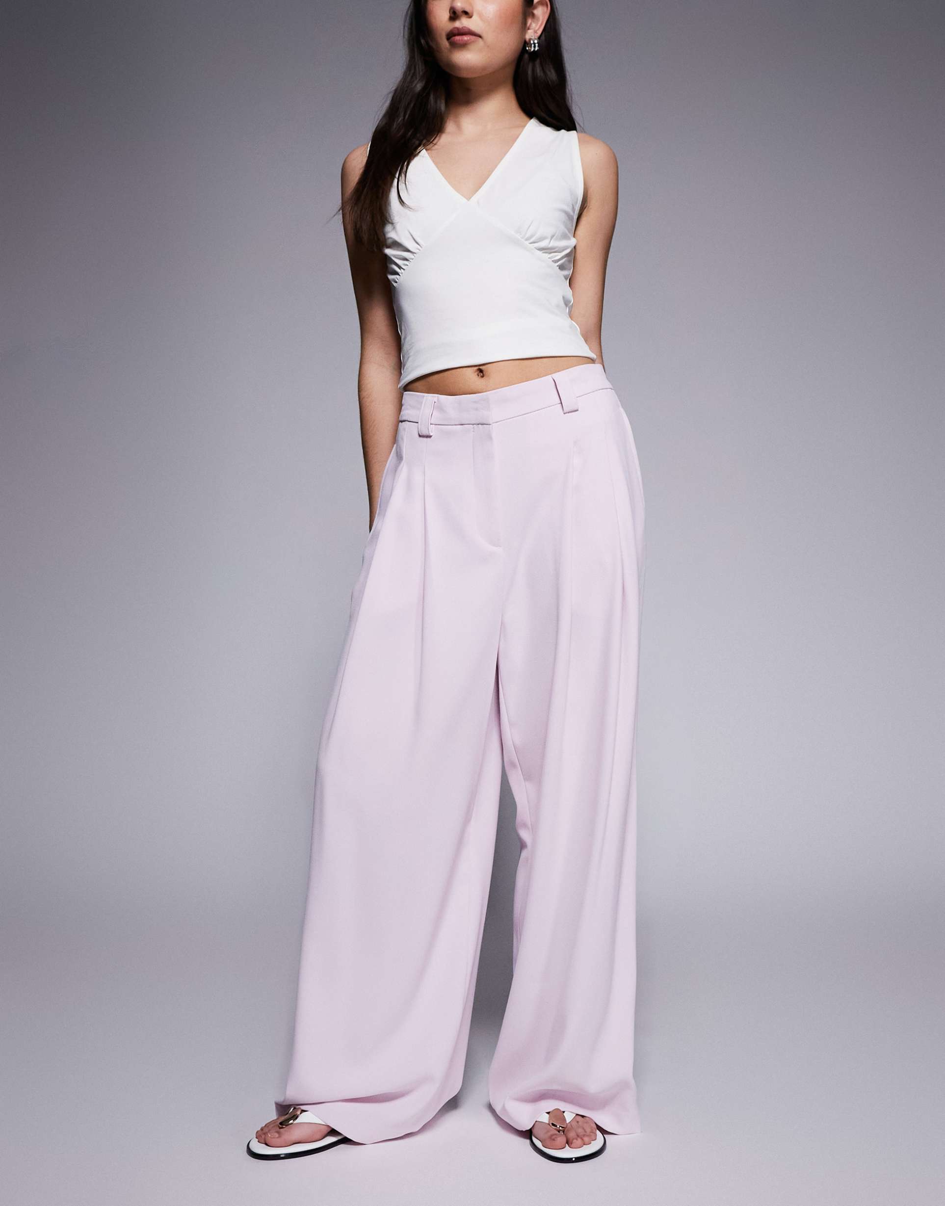 river island wide leg pants in light pink