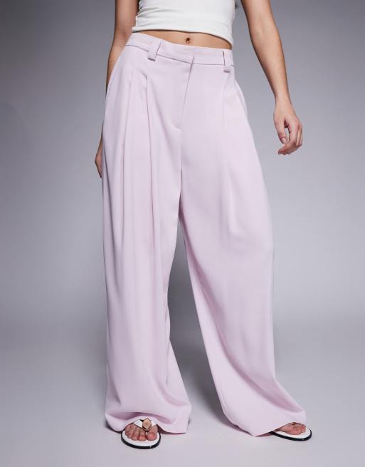 River Island wide leg pants in light pink, 3 of 5