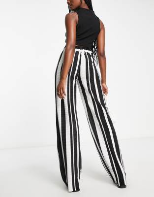 black striped wide leg pants