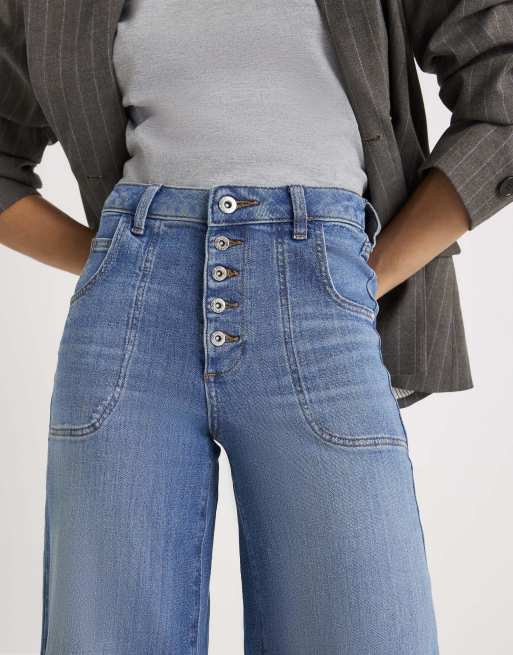 River Island Wide leg pocket front jeans in denim - medium, 3 of 4