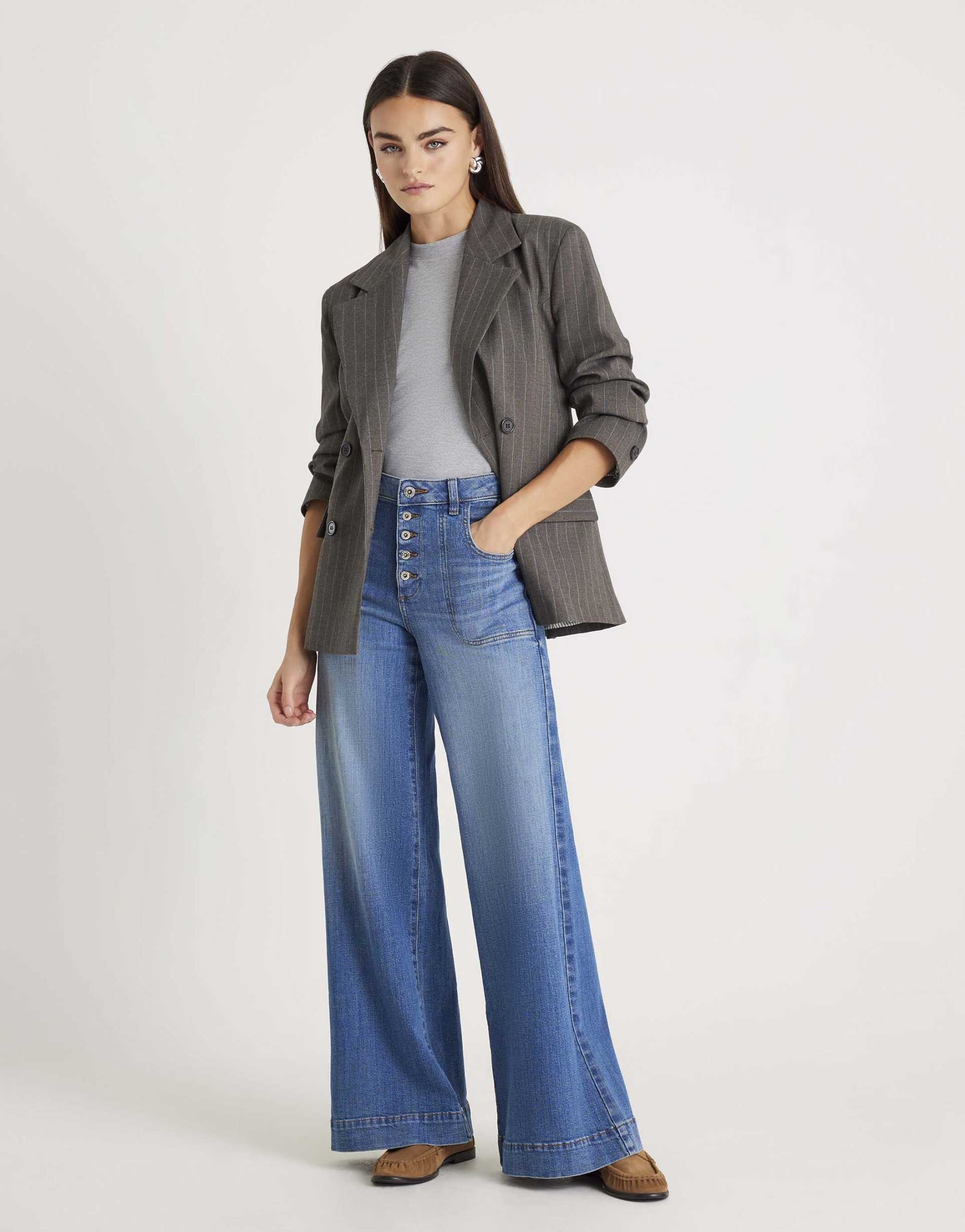 river island wide leg pocket front jeans in denim