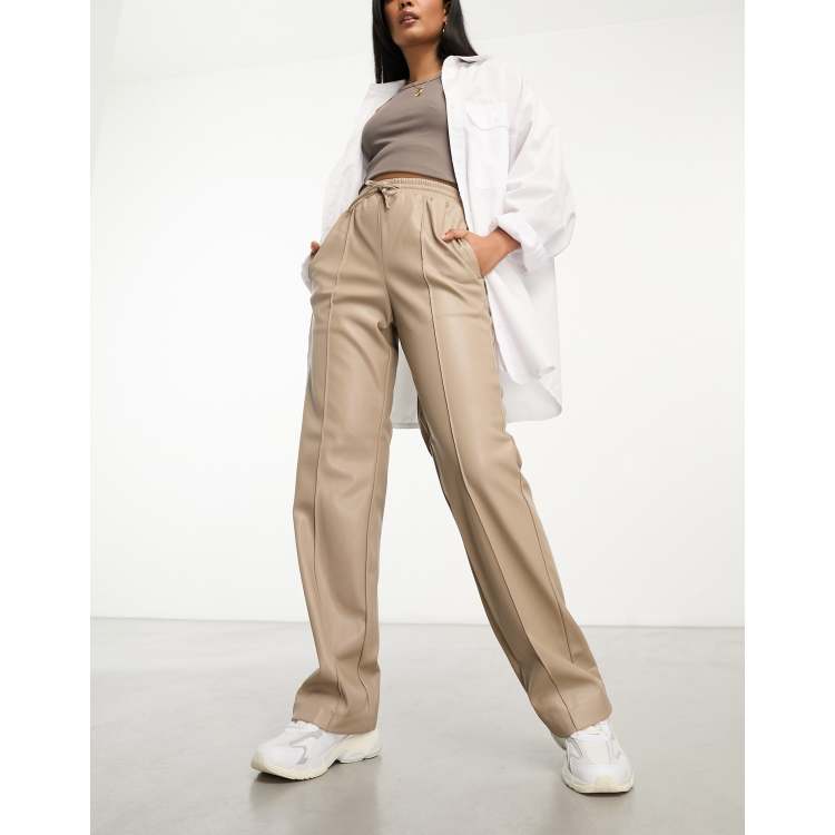 White pu trousers sales