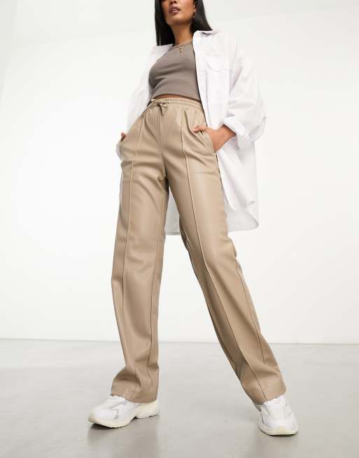 WIDE-LEG TROUSERS WITH ELASTIC WAISTBAND - Khaki