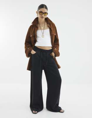 River Island Wide leg pyjama jeans in black