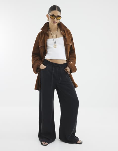 River Island Wide leg pyjama jeans in black - view 1