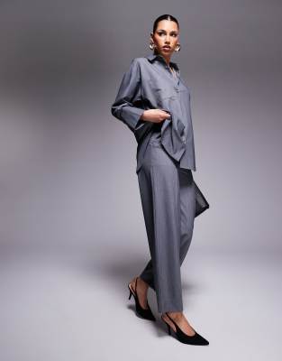 River Island wide leg tailored pants in grey (part of a set) - view 1