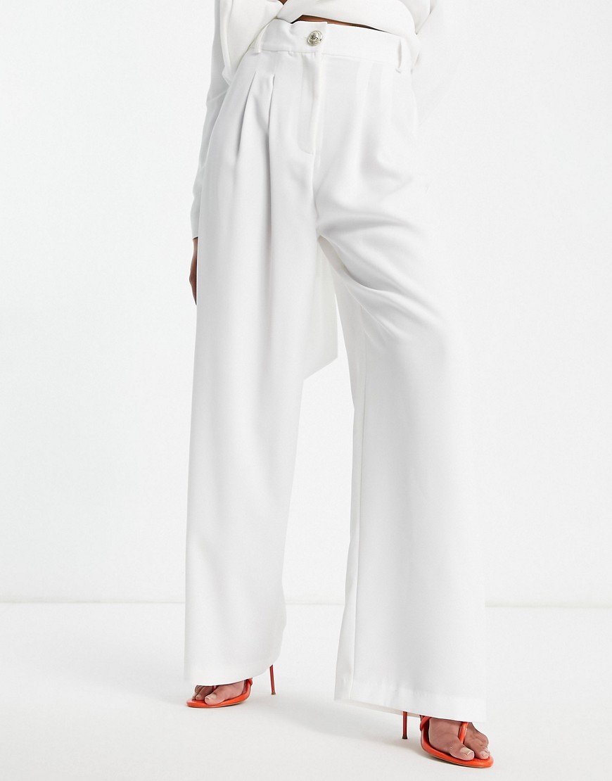 River Island wide leg tailored pants in white - part of a set
