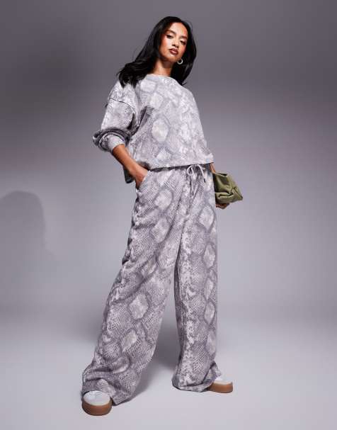 River Island wide leg trackies in snake print (part of a set) - view 1