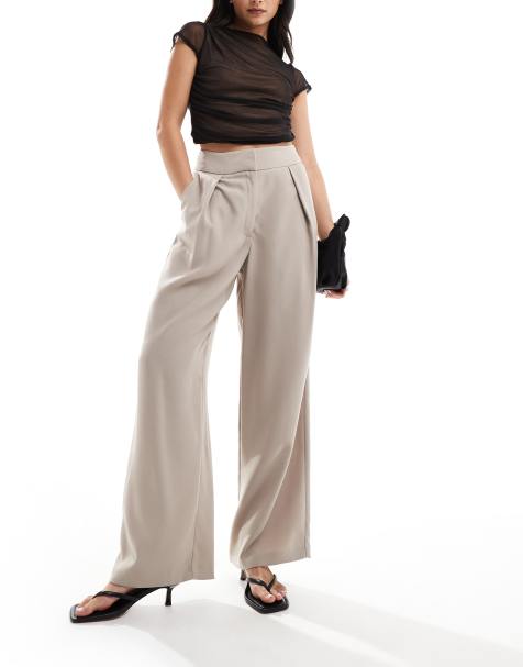 River Island wide leg trouser in beige - view 1