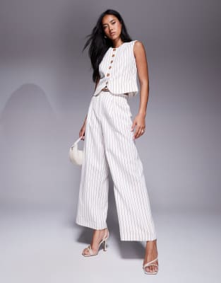 River Island River Island wide leg trouser in white stripe