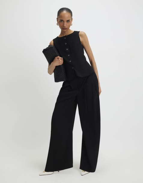 River Island Wide leg trousers in black - view 1