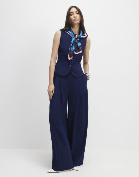 River Island Wide leg trousers in navy - view 1