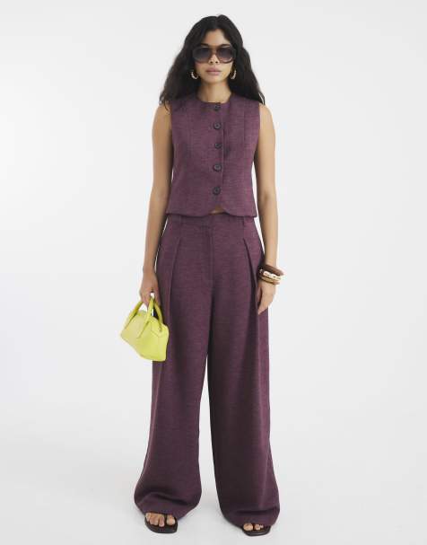 River Island Wide leg trousers in purple - dark - view 1