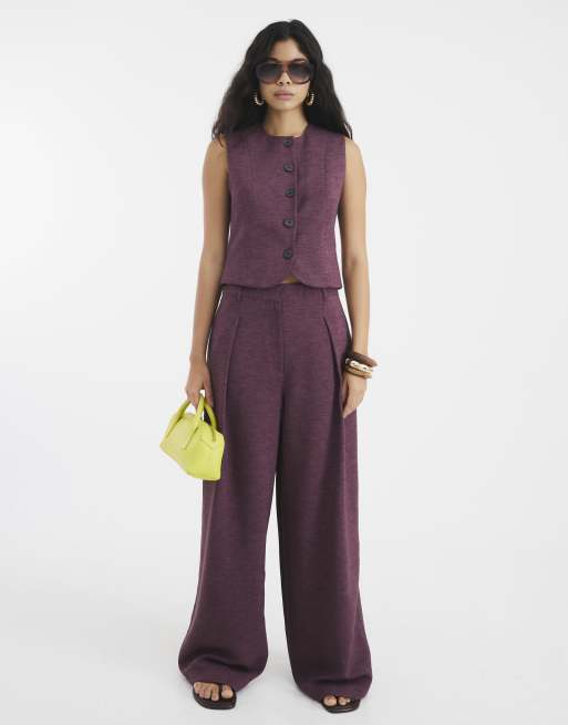 River Island Wide leg trousers in purple - dark