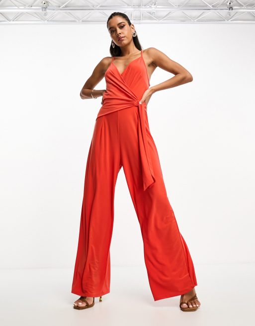 River island red store jumpsuit