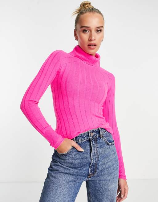 Pink roll 2025 neck top