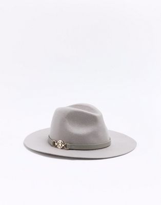 River Island Wool blend fedora hat in grey - light