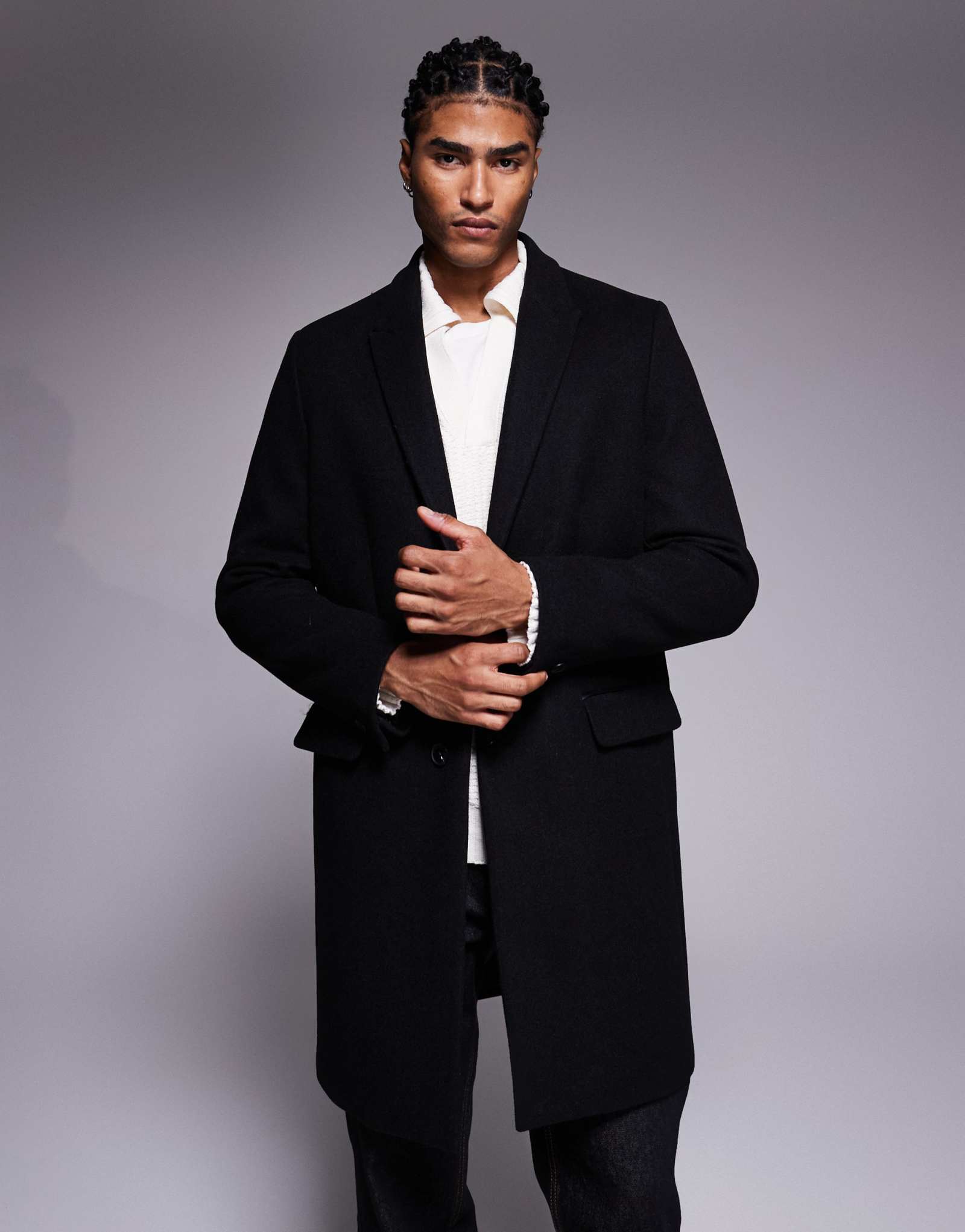 Шерстяное пальто River Island черного цвета 