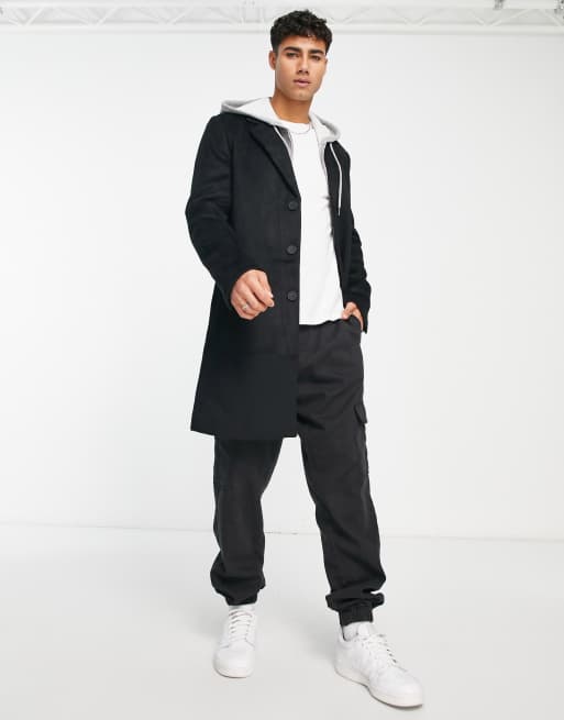 River island best sale overcoat mens