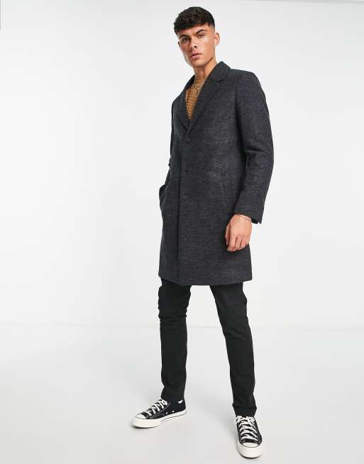 River island hot sale grey overcoat