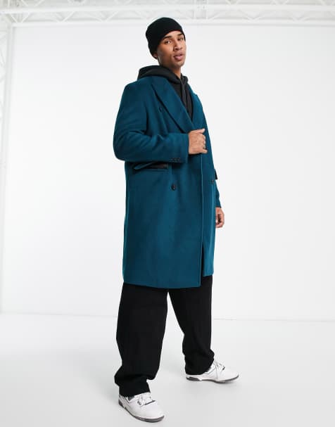 Dark green hot sale overcoat mens