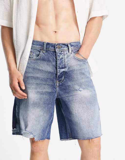 River Island - Workwear short met patches in blauw