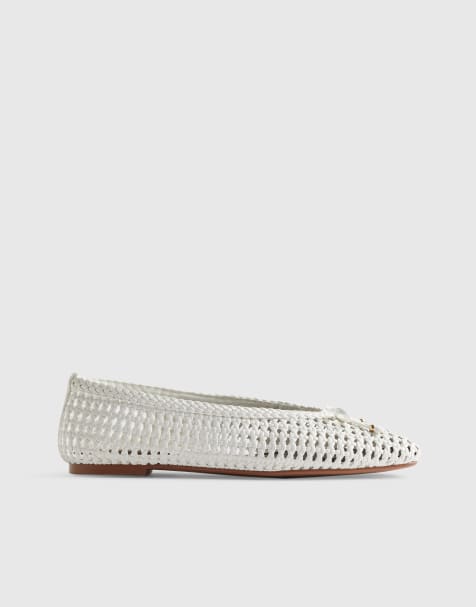 River Island Woven ballet pumps in white - view 1