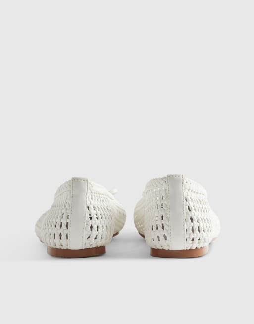 River Island Woven ballet pumps in white, 3 of 4