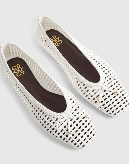 River Island Woven ballet pumps in white, 4 of 4