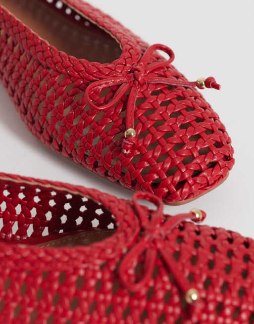 River Island woven ballet shoes in red, 2 of 4
