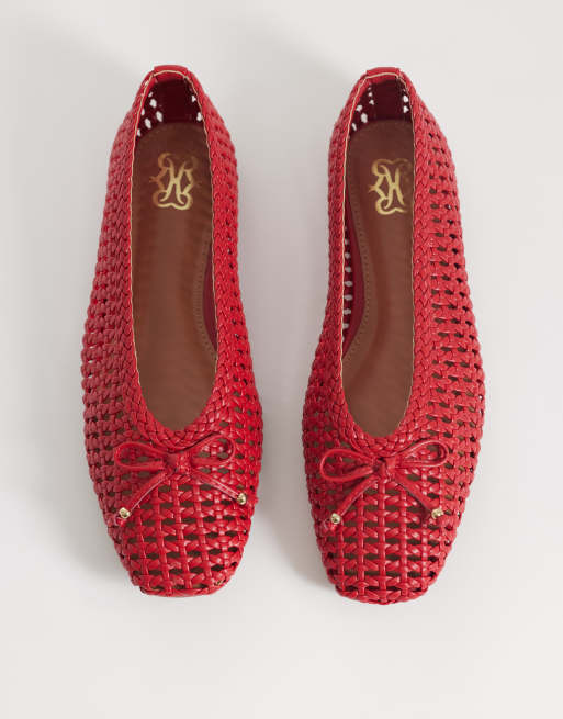 River Island woven ballet shoes in red, 3 of 4