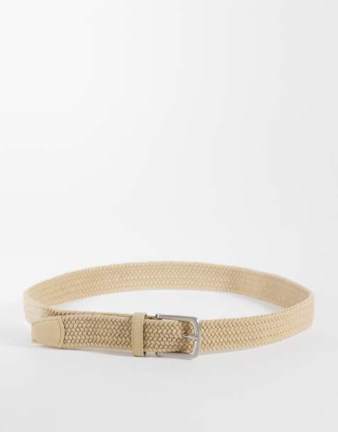 River Island woven belt in stone  - view 1