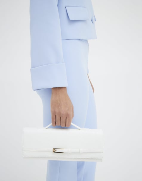 River Island Woven clutch bag in white - view 1