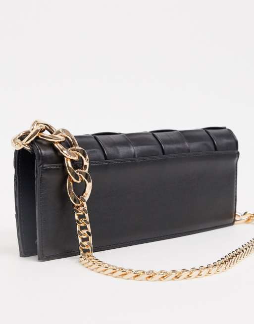 Black clutch bag 2025 with gold chain