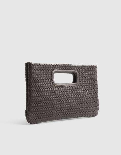 River Island Woven leather clutch bag in brown - dark - view 1