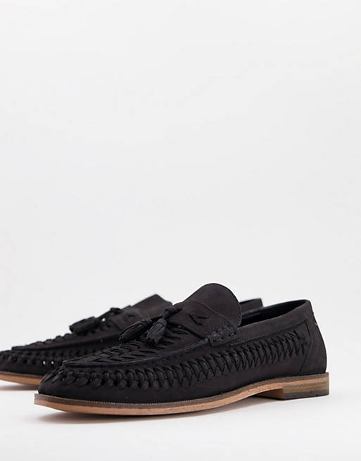 River Island woven leather loafers in black