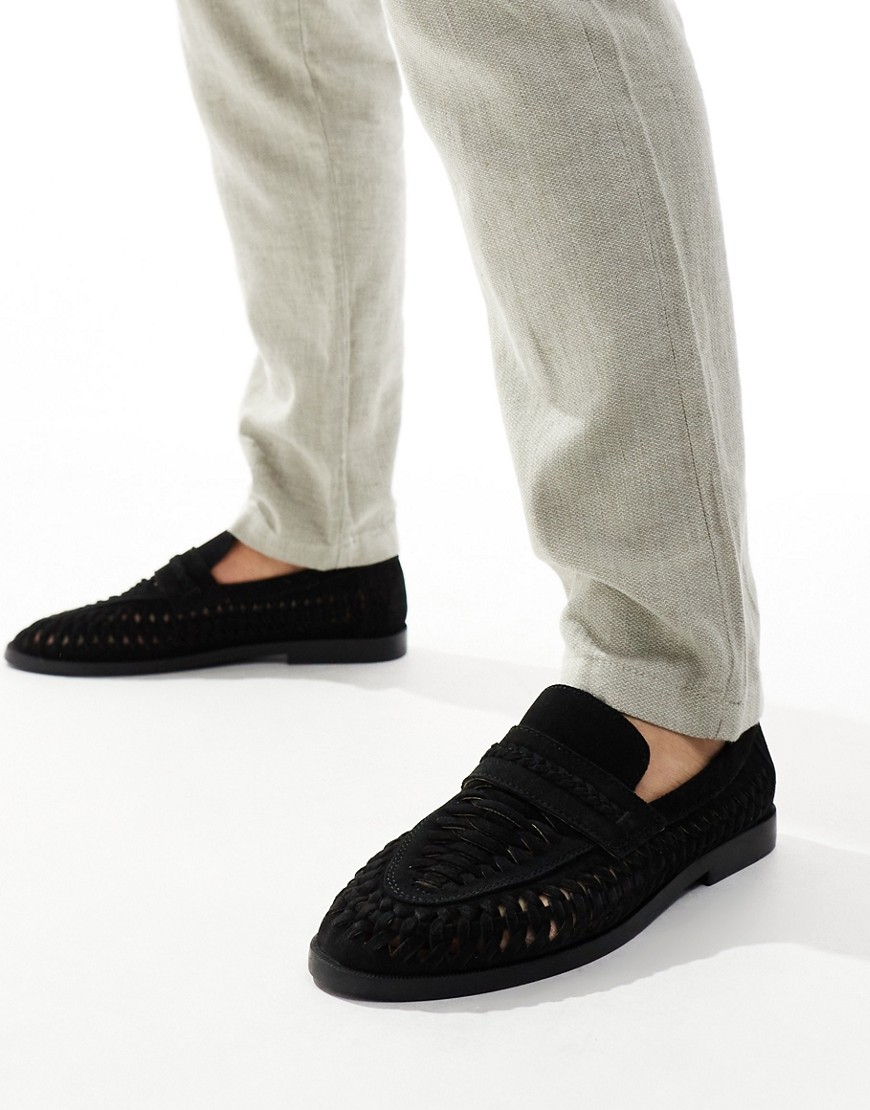 River Island woven loafers in black