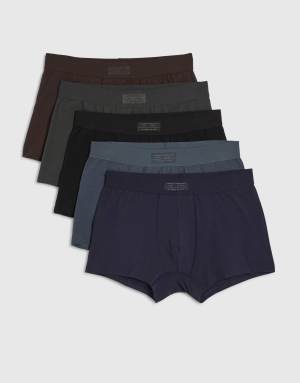River Island Woven pack of 5 trunks in brown