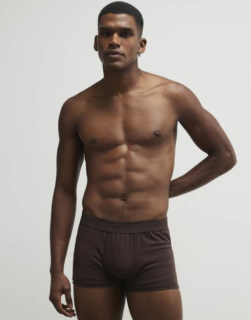 River Island Woven pack of 5 trunks in brown , 2 of 3