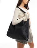 River Island woven slouch bag in black