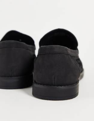 river island black suede loafers