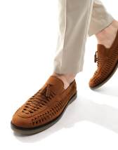 Truffle Collection faux leather woven penny saddle loafers in