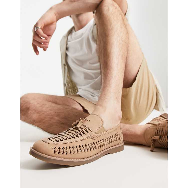 River Island woven tassle loafer in stone ASOS