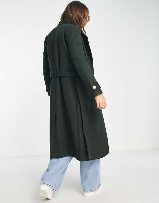 Dark green shop wrap coat