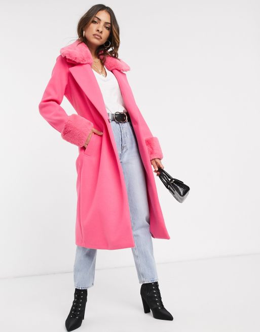 River Island Light Pink Faux Fur Collar, $24, River Island