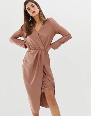 river island wrap dress with lace detail