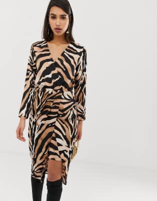 tiger print wrap dress