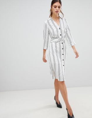 river island stripe midi wrap dress
