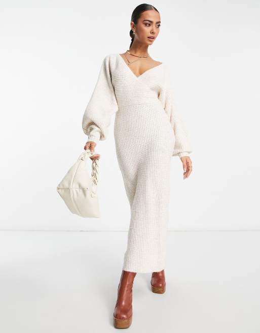 Knitted beige dress sale